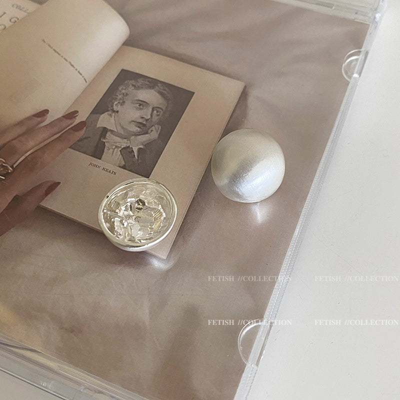 گوشواره نخودی توپی برس خورده فلزی مات زنانه