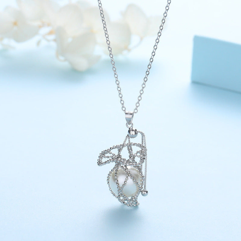 S925 Kalung Tarik Anyaman Emas 18K