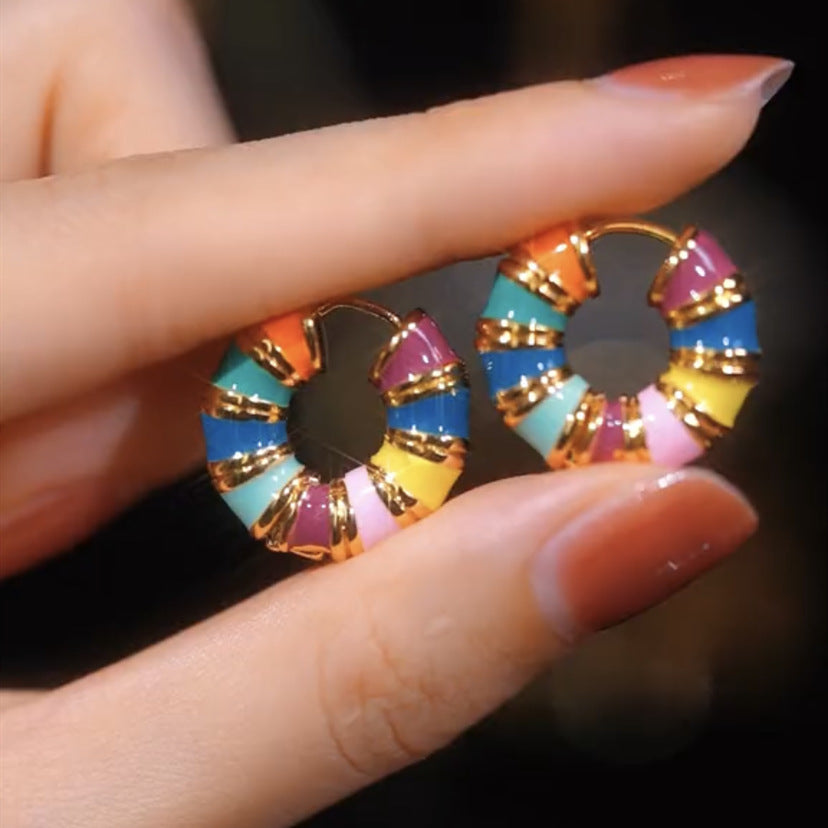 컬러 에나멜 드롭 글레이즈 이어링