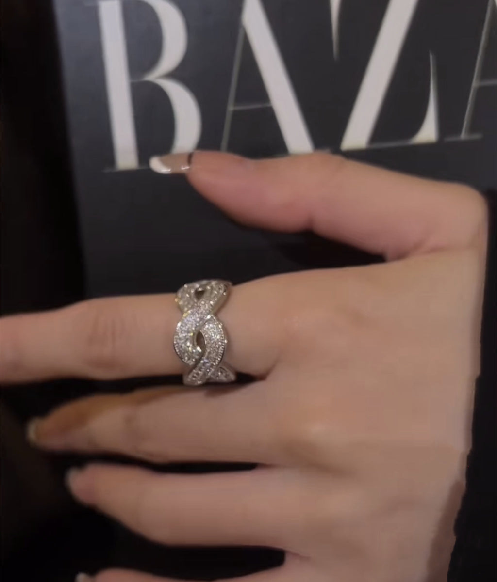 Cincin twist ring zirkon full berlian