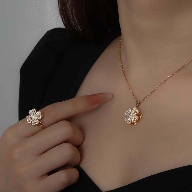 Dây chuyền nữ cỏ bốn lá xoay