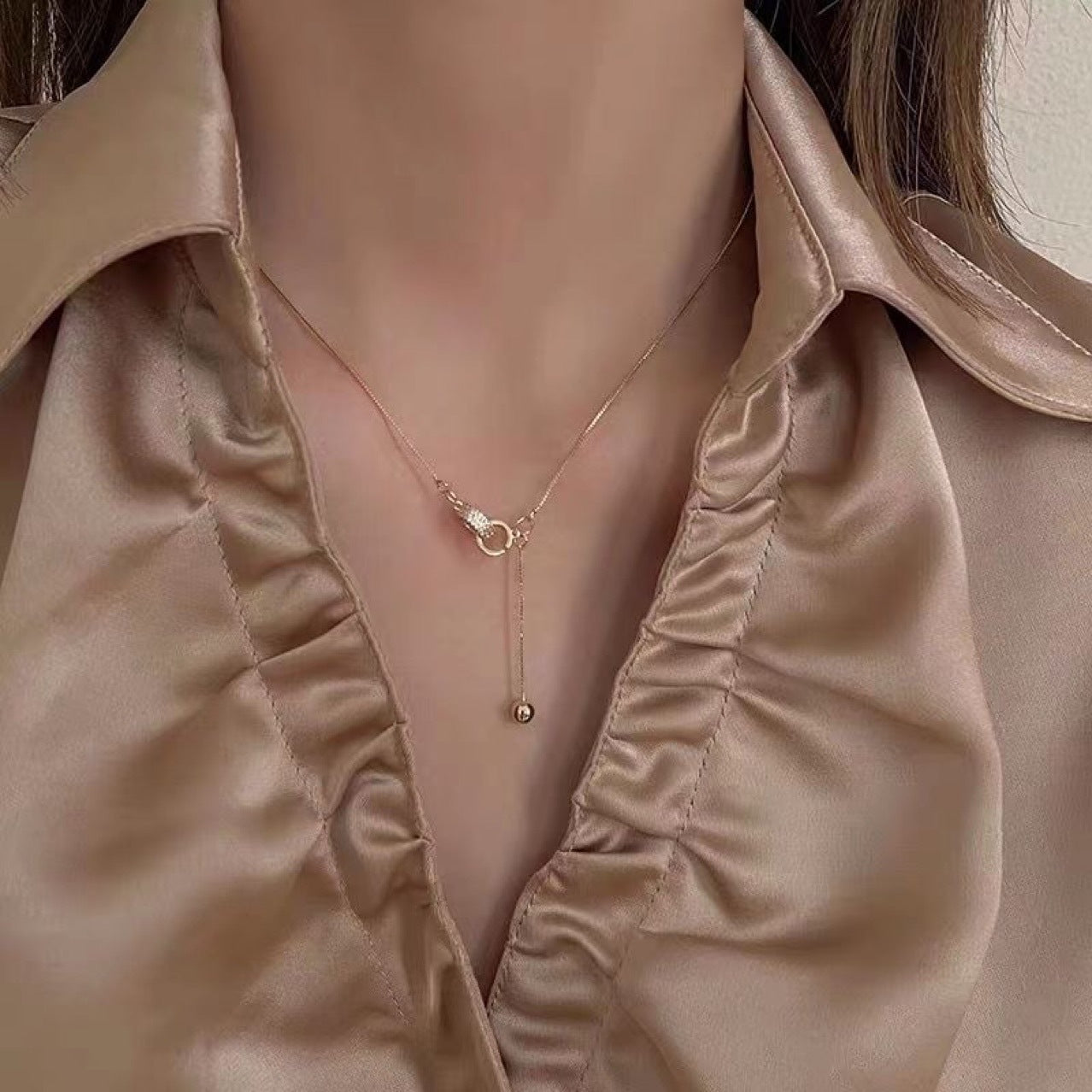 Geometric Diamond Double Ring Necklace
