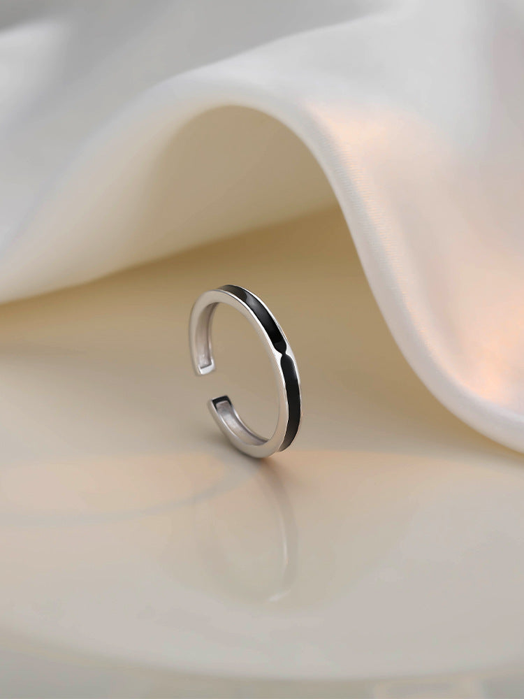 블랙 링 여성 디자인 틈새 오프닝 링 여성 패션 개성 실버 링 2022 새로운 트렌드