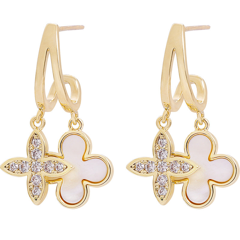 별 귀걸이 Fritillaria 네잎 귀걸이 귀걸이