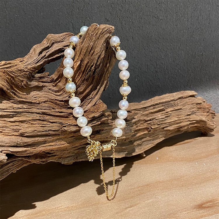 Gelang Gesper Magnet Air Tawar Biji Pinus