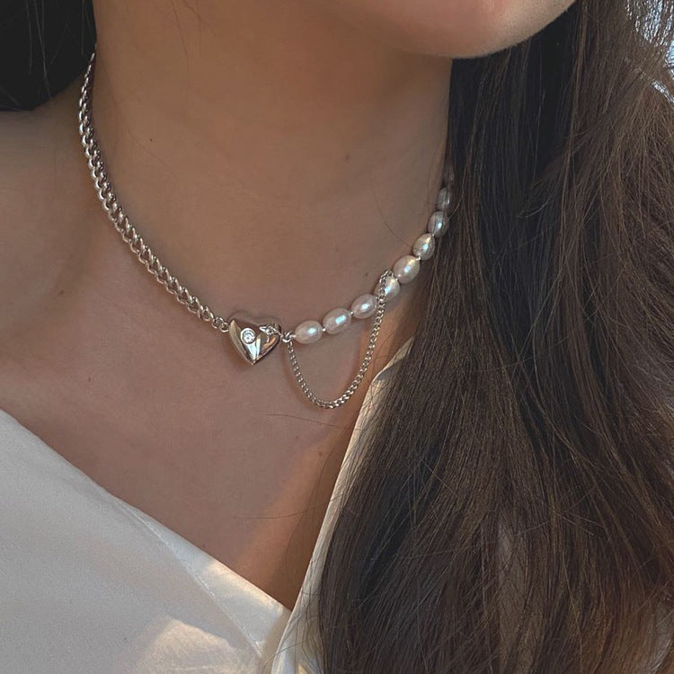 Retro French natural freshwater love necklace