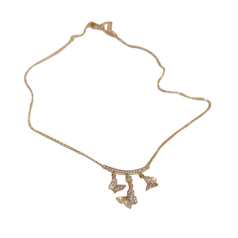 Echtgold galvanisierte Waldzirkon-Schmetterlings-Halskette