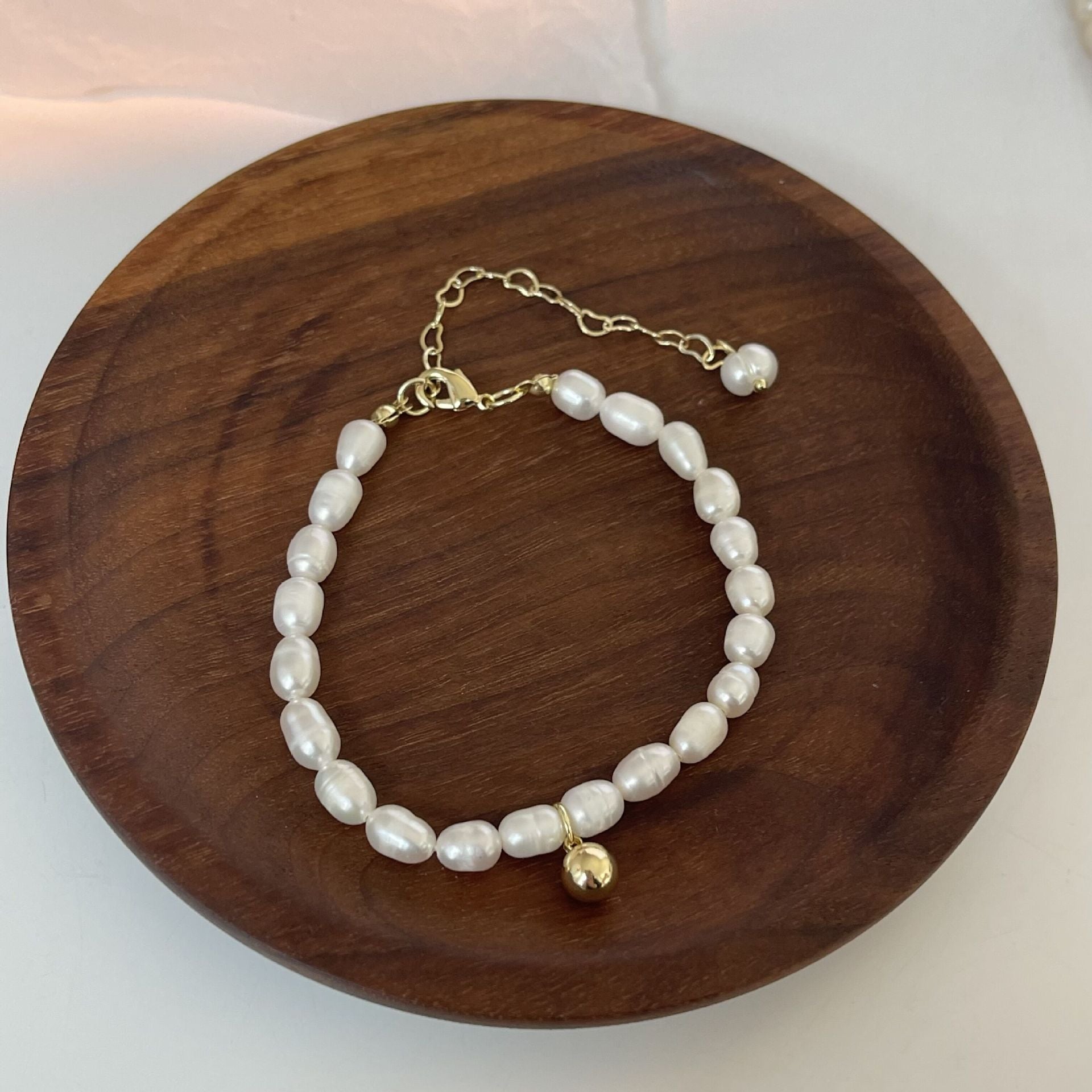 바로크 천연 모조 진주 황금 작은 황금 콩 목 체인