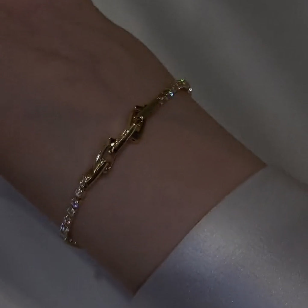 Mikro Bertatahkan Zirkon Kristal Empat Daun Semanggi Gelang Dapat Disesuaikan