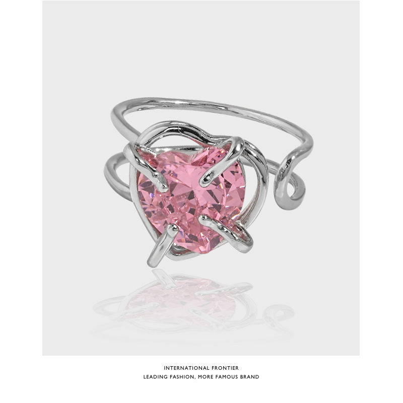 Pink Zircon Irregular Heart Ring Cn0059