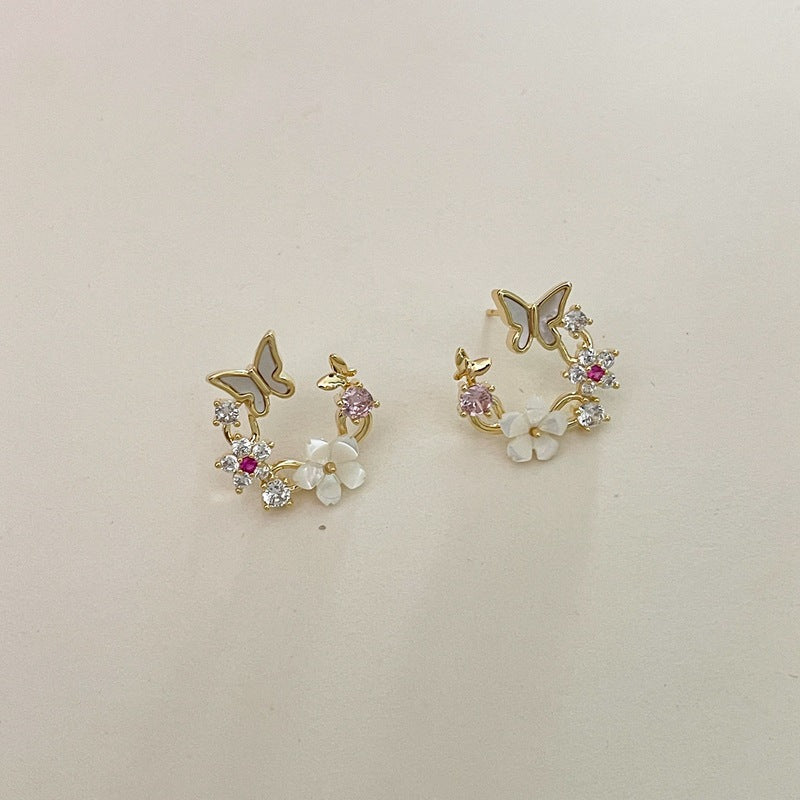 گوشواره گردنبند بدلیجات گل پروانه صدفی