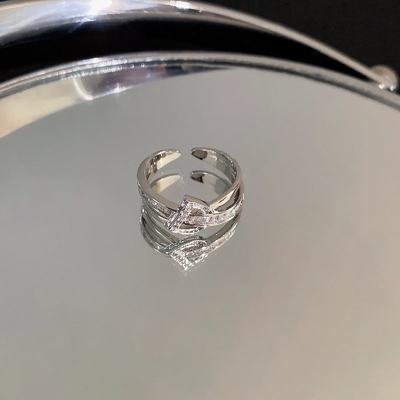 Zircon with Diamond Heart-Shaped Open Ring Cn0021