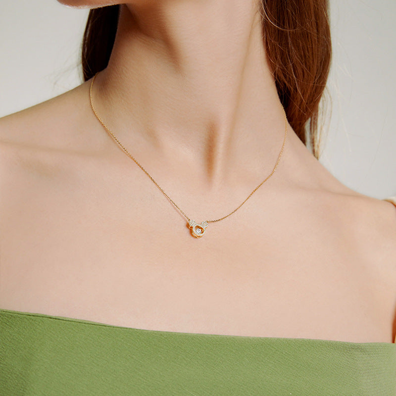 Hiasan Kepala Mickey Kalung Liontin Rantai Klavikula Tikus Kecil