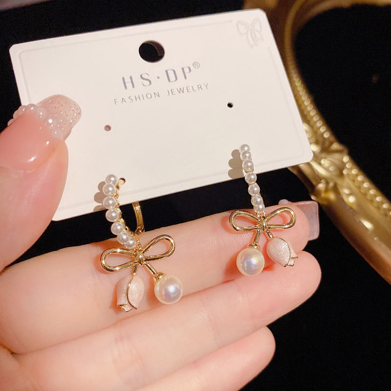 New Trendy Graceful and Fashionable Metal Bow Tulip Ear Clip Earrings