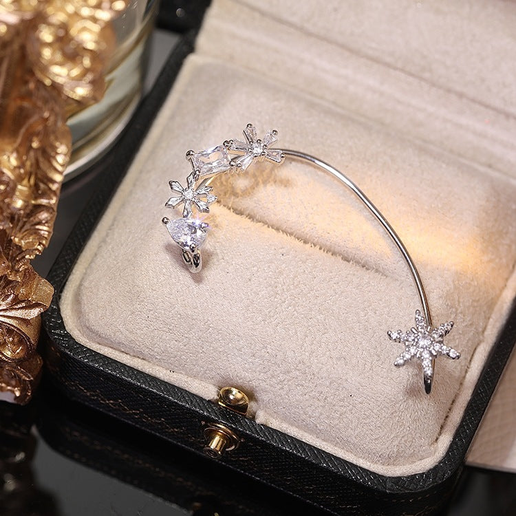 Snowflake Ear Hook Earrings for Women without Pierced Ears