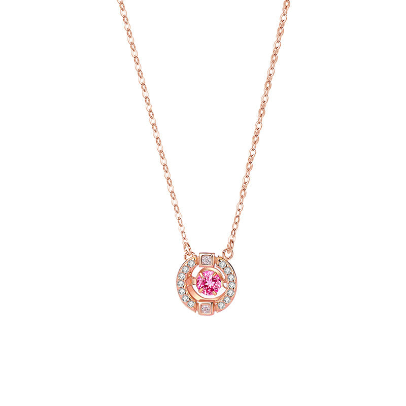 All-Match Smart Crystal Pendant round Geometric Crown Clavicle Chain