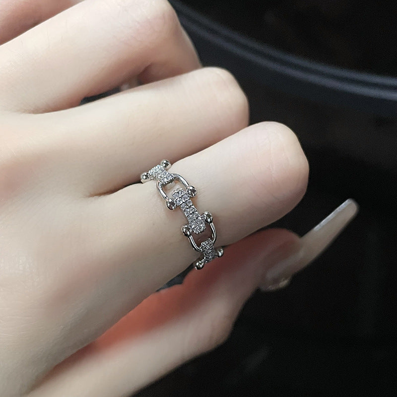 Geometric Diamond Open-End Zircon Ring CN0007