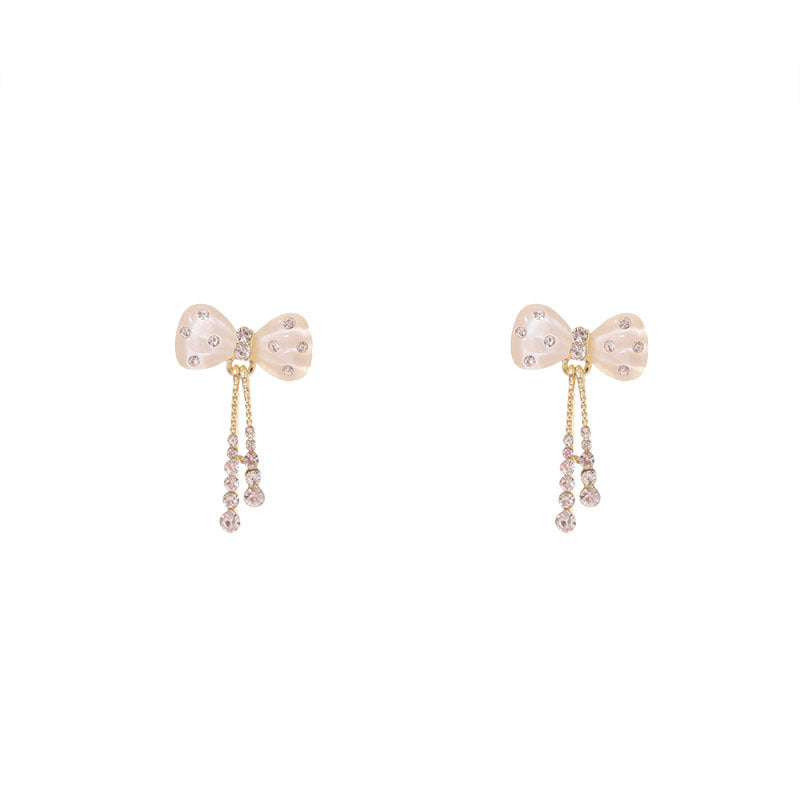 Bowknot Cat Eye Diamond High-Grade Light Luxury Temperament Ear Studs
