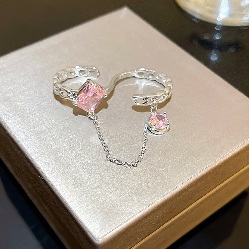 Heart-Shaped Zircon Geometric Open Ring Cn0046