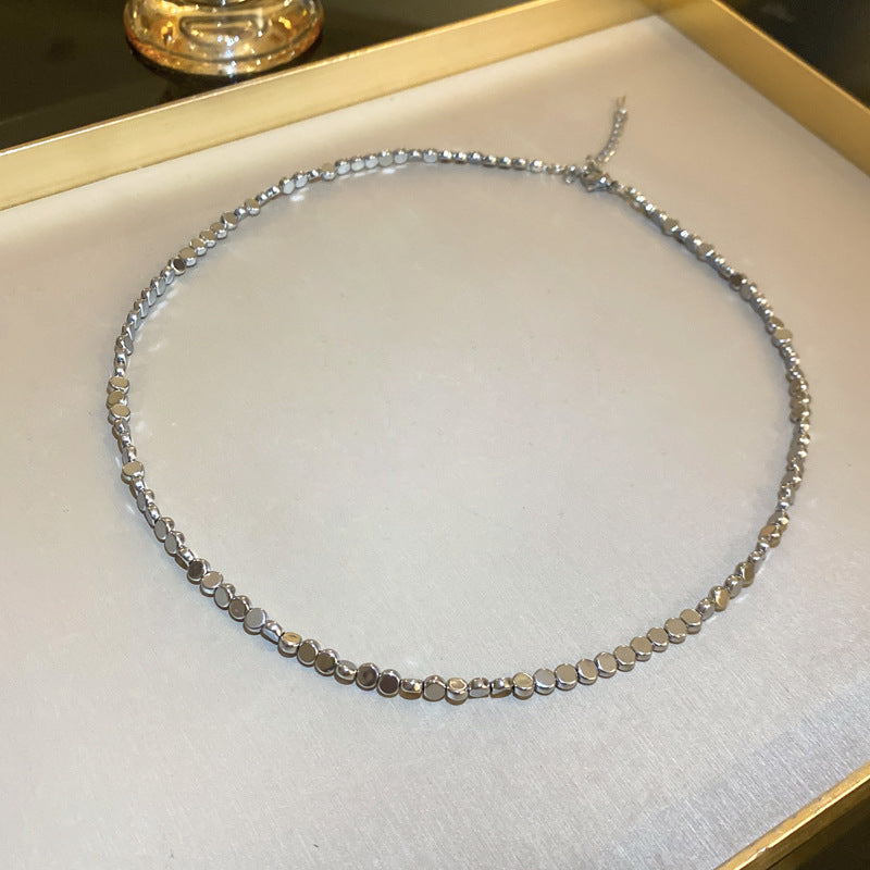 Broken Silver Geometric Necklace Cn0024