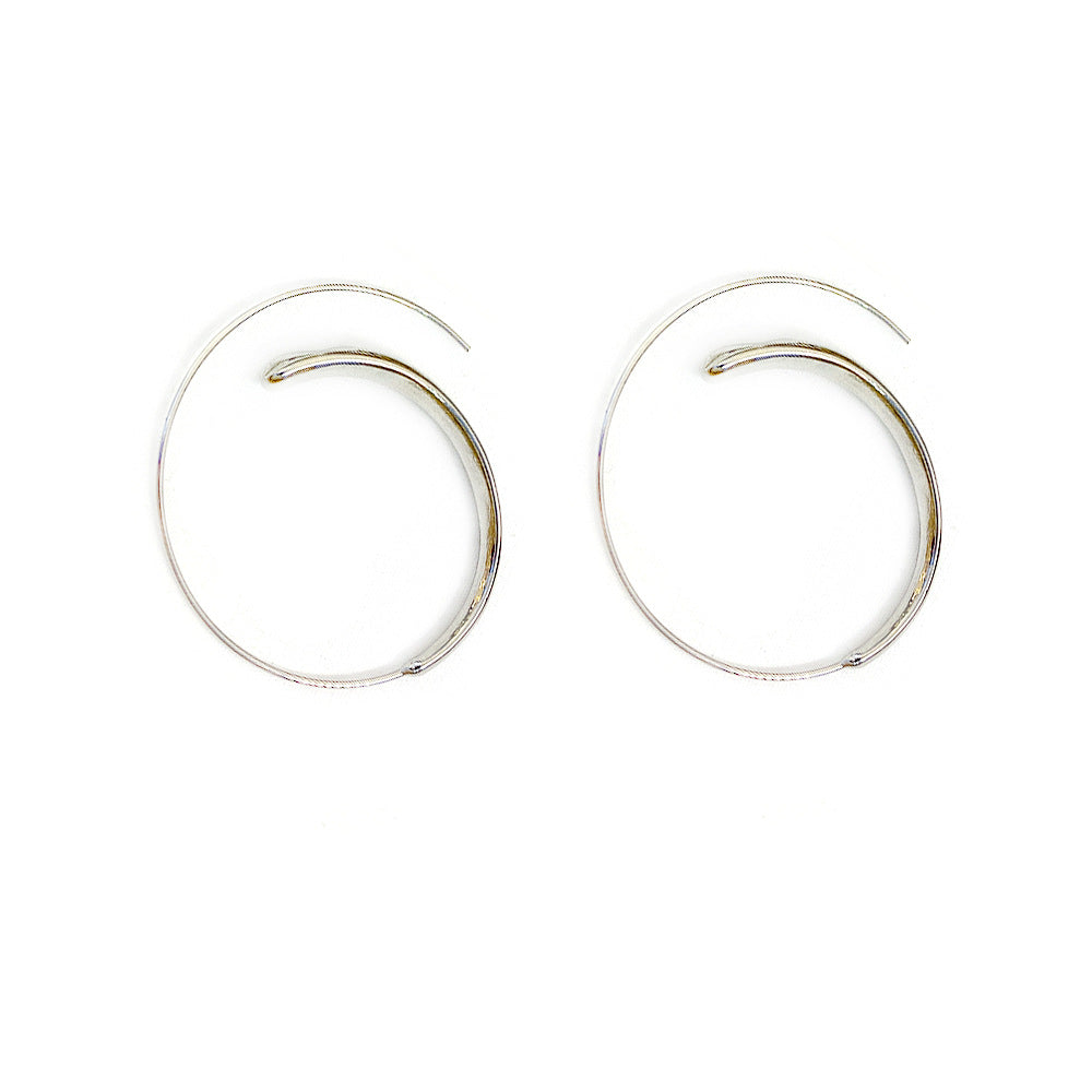 Spiral Eardrop Earring bulat Mode Kembali Metalik