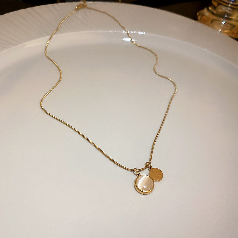 Titanium Steel Emerald Zircon Geometric Necklace Cn0057