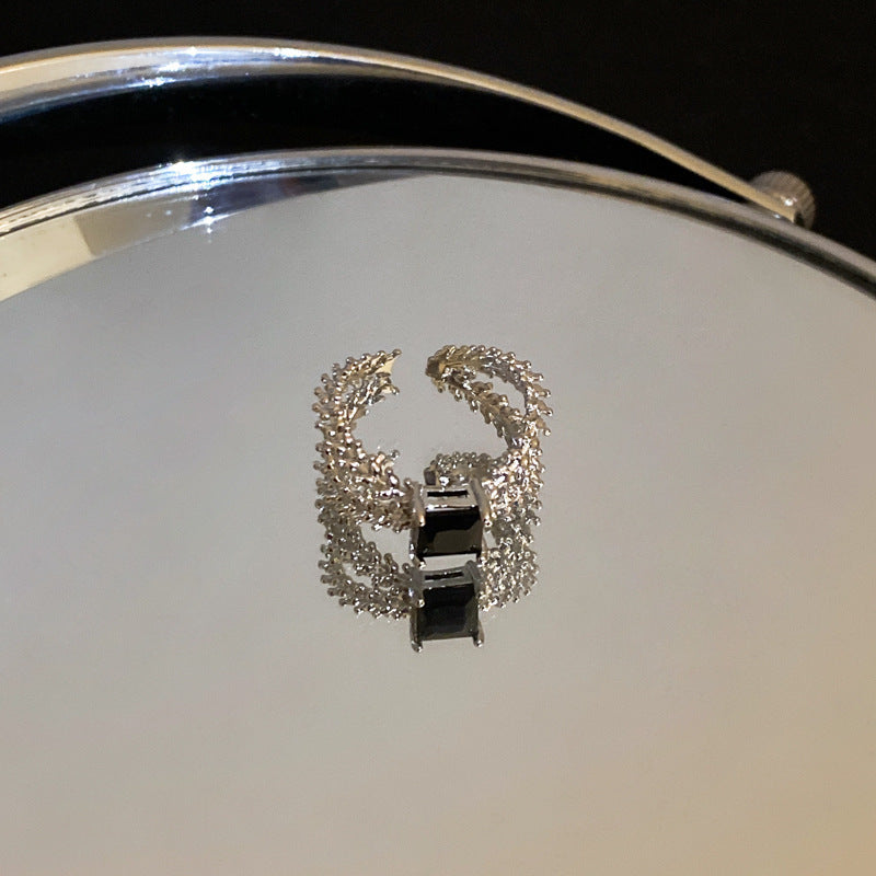 Heart-Shaped Zircon Geometric Open Ring Cn0046