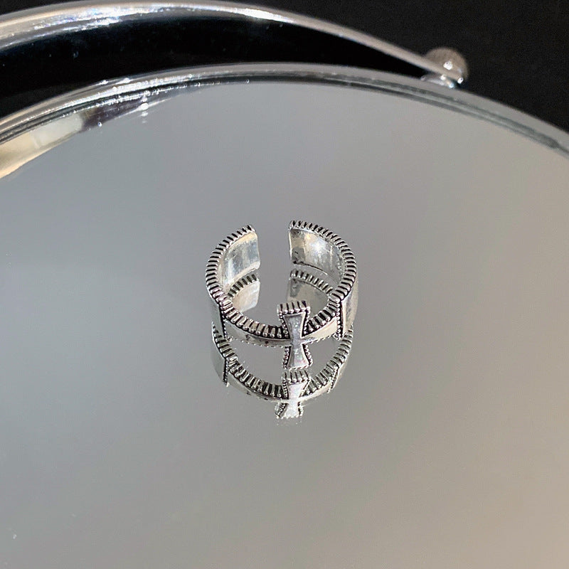 Heart-Shaped Zircon Geometric Open Ring Cn0046