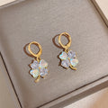 Süße bunte Laser-Zirkon-Klee-Ohrclip-Liebes-Herz-Blumen-Klee-Eardrops-Ohrringe