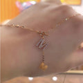 Letter Pendant Necklace M-Shaped Tassel Clavicle Chain