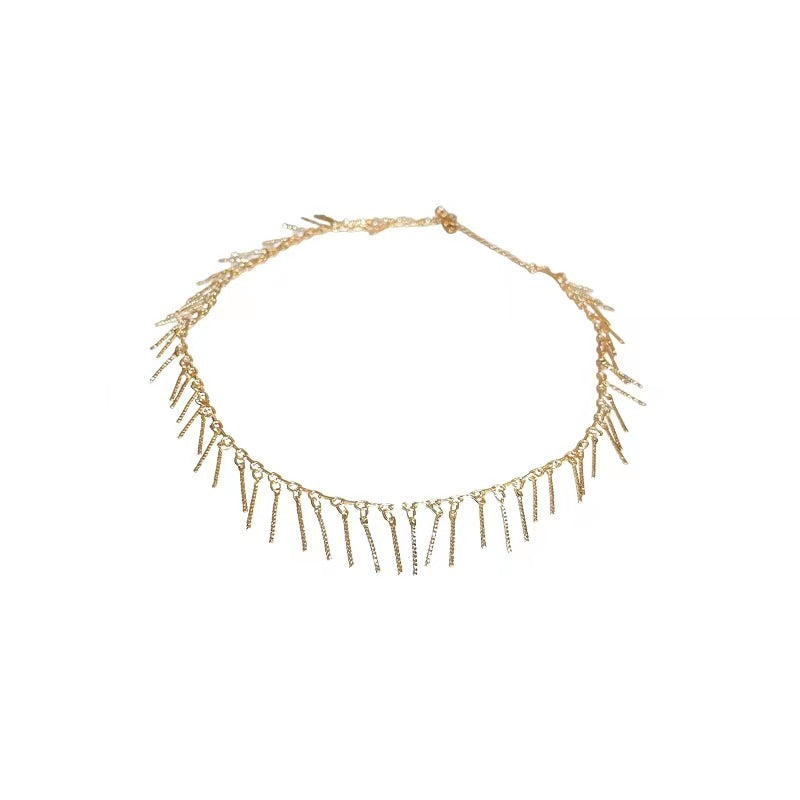 কুলুঙ্গি স্বভাব অনিয়মিত ট্যাসেল নেকলেস মহিলা মেটাল চেইন জ্যামিতিক ক্ল্যাভিকল চেইন