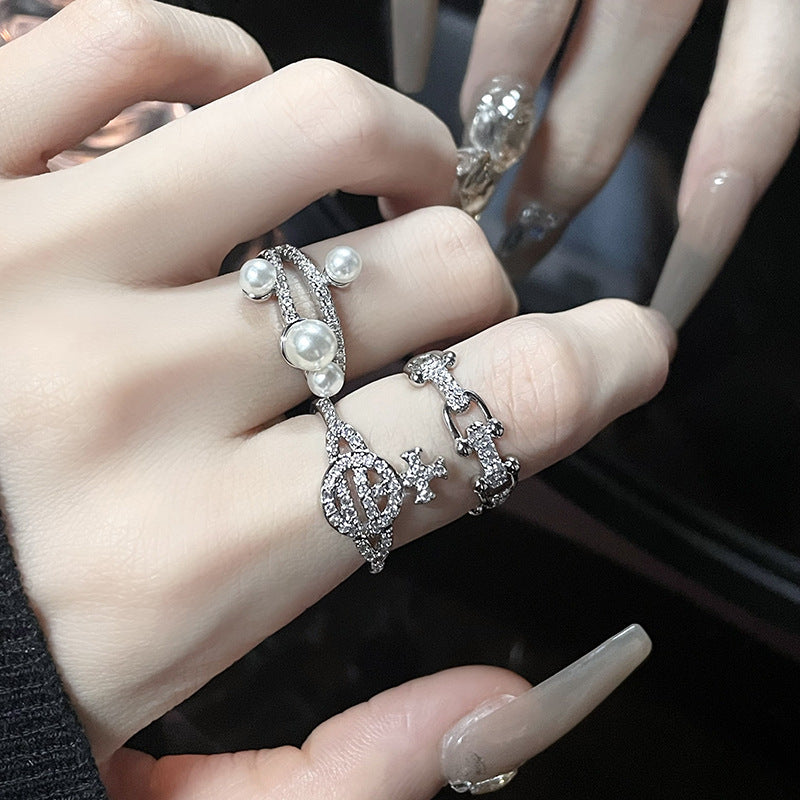 Geometric Diamond Open-End Zircon Ring CN0007