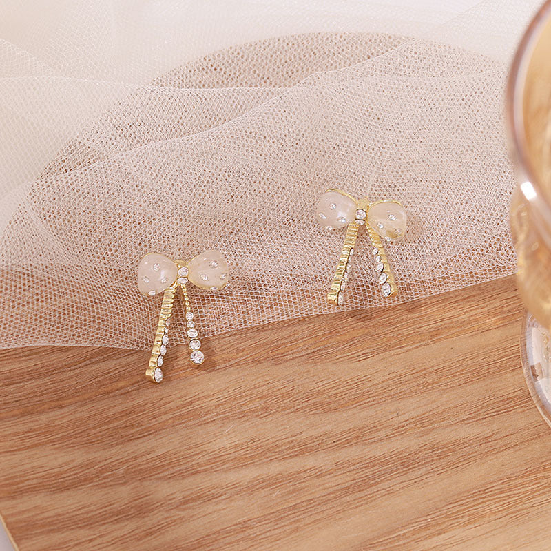 Bowknot Cat Eye Diamond High-Grade Light Luxury Temperament Ear Studs