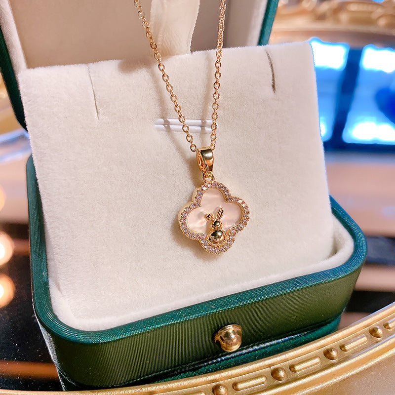 Rabbit Clover Clavicle Necklace for Women
