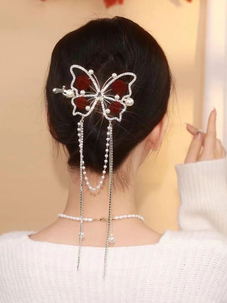 নতুন প্রজাপতি ফাঁপা রোজ ব্যানানা ক্লিপ ব্যাক হেড গ্রিপ