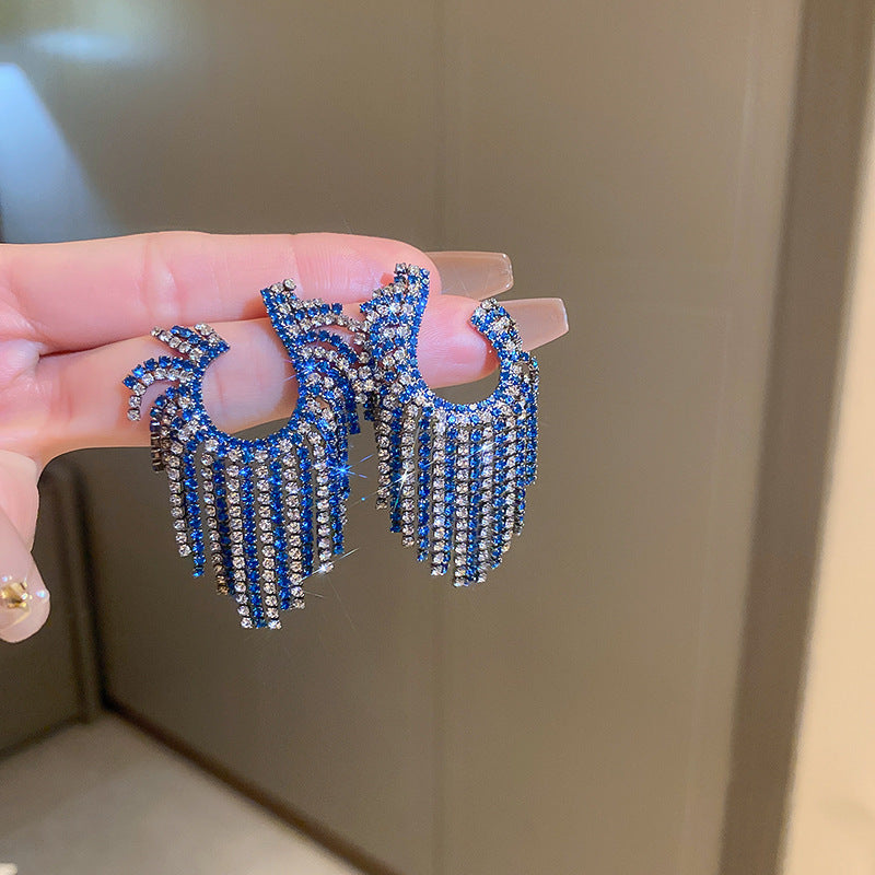 Diamond Letters Geometry Long Fringe Earrings Cn0013