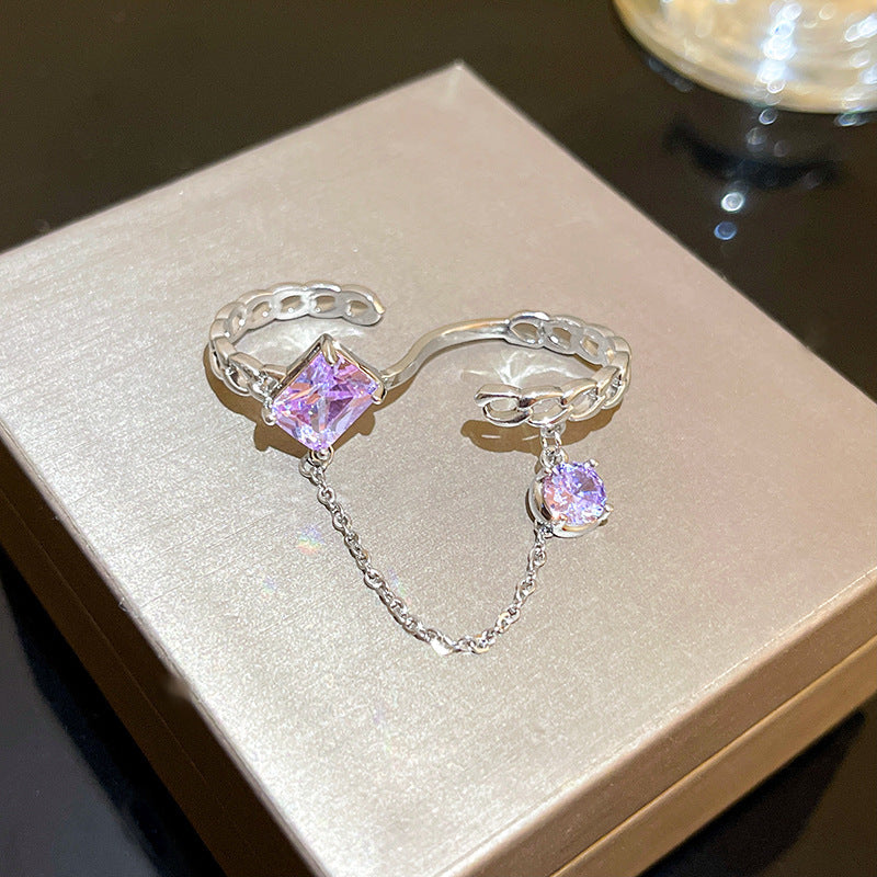 Heart-Shaped Zircon Geometric Open Ring Cn0046