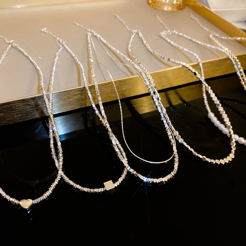 Broken Silver Geometric Necklace Cn0024