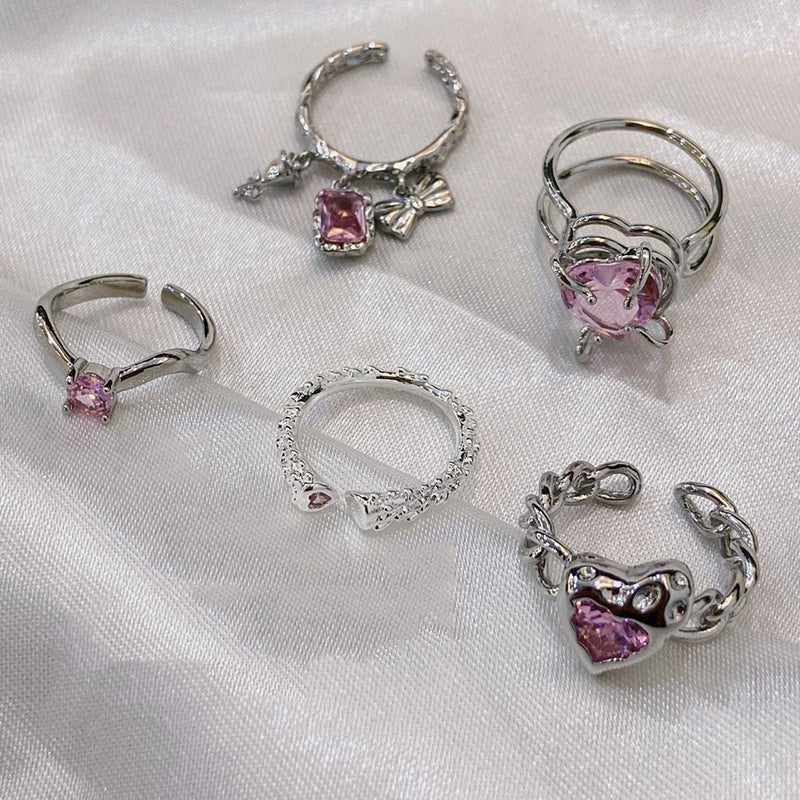 Pink Zircon Irregular Heart Ring Cn0059
