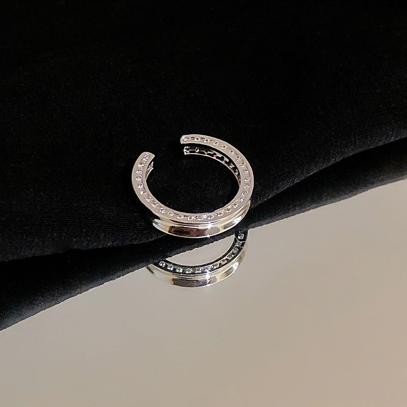 Heart-Shaped Zircon Geometric Open Ring Cn0046