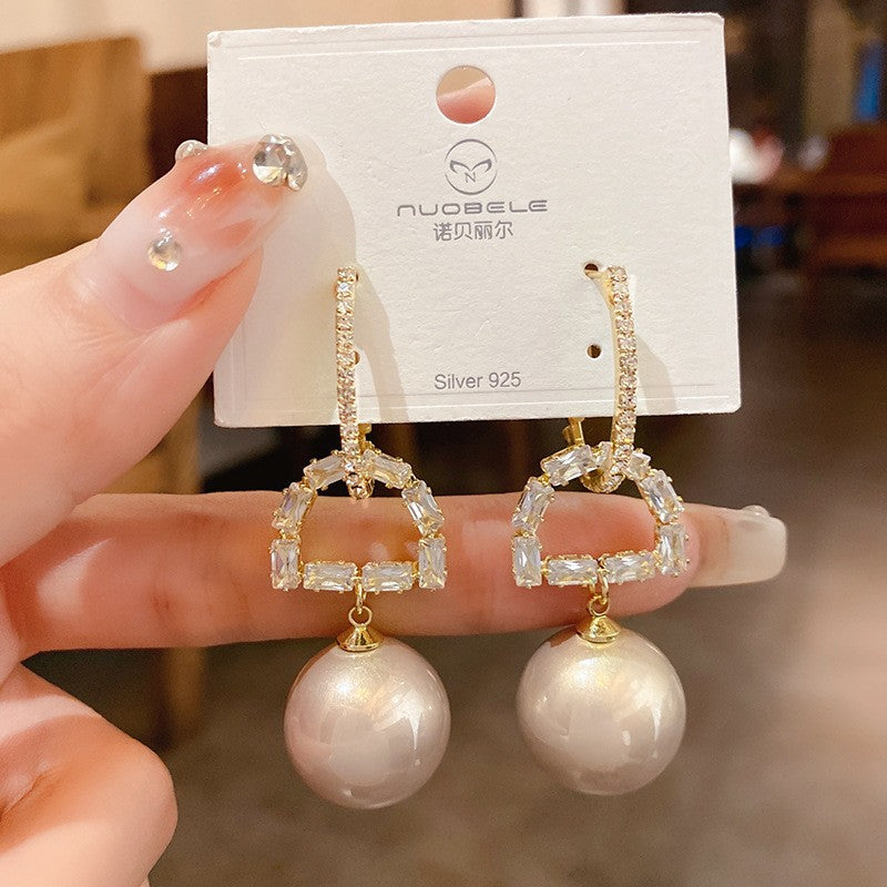 Zircon with Diamond Alphabet Letter Earrings Cn0045