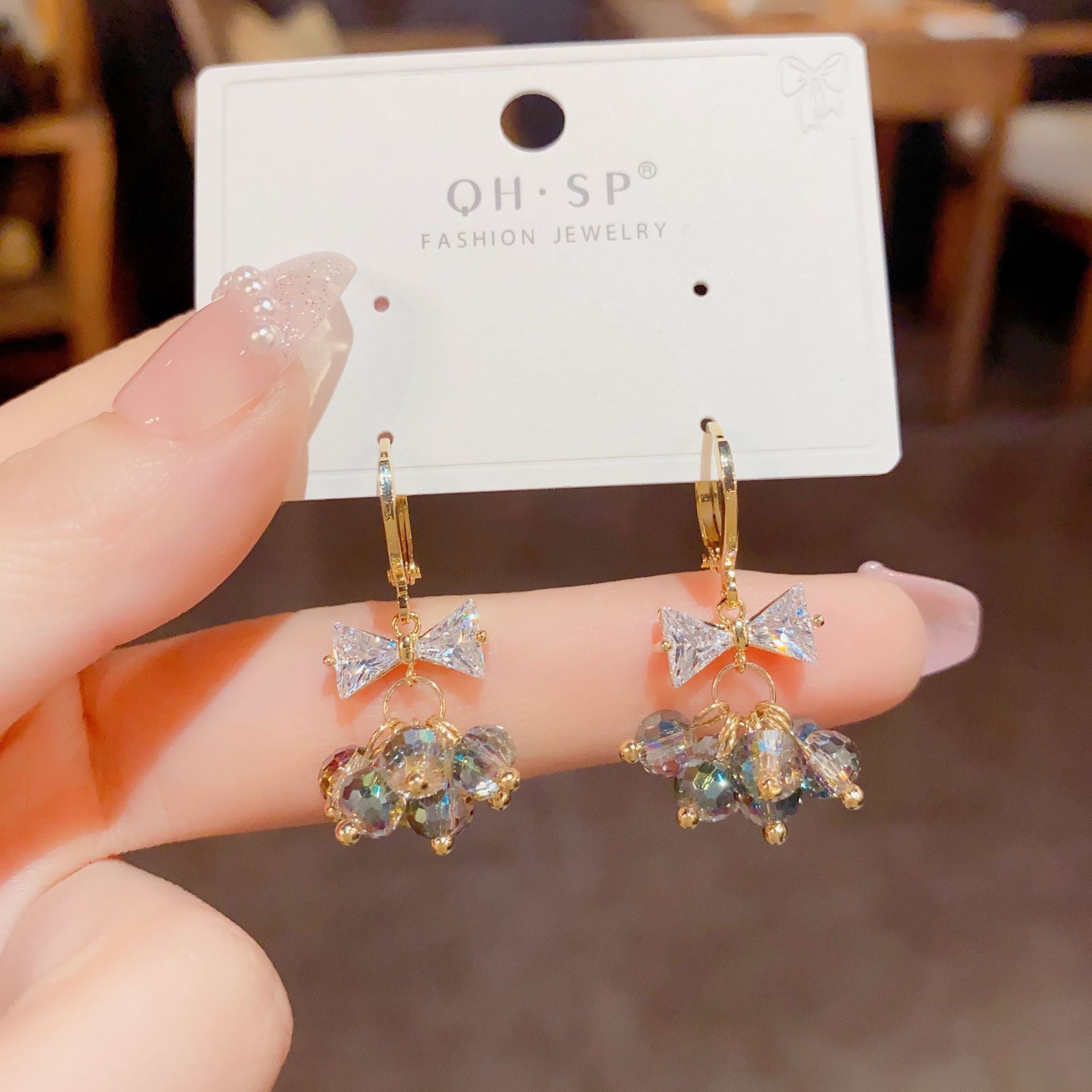 گیره گوش منگوله کریستالی کمان زیرکون Super Fairy