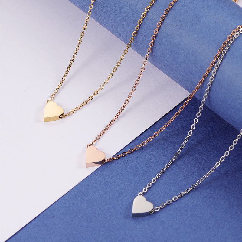 Perforated heart-shaped clavicle chain necklace cn0267