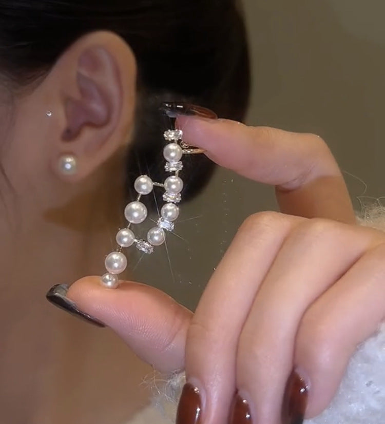 Asymmetric Pearl Stud Earrings Ear Clip One-Piece Earrings Earrings