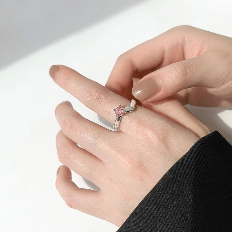 Pink Zircon Irregular Heart Ring Cn0059