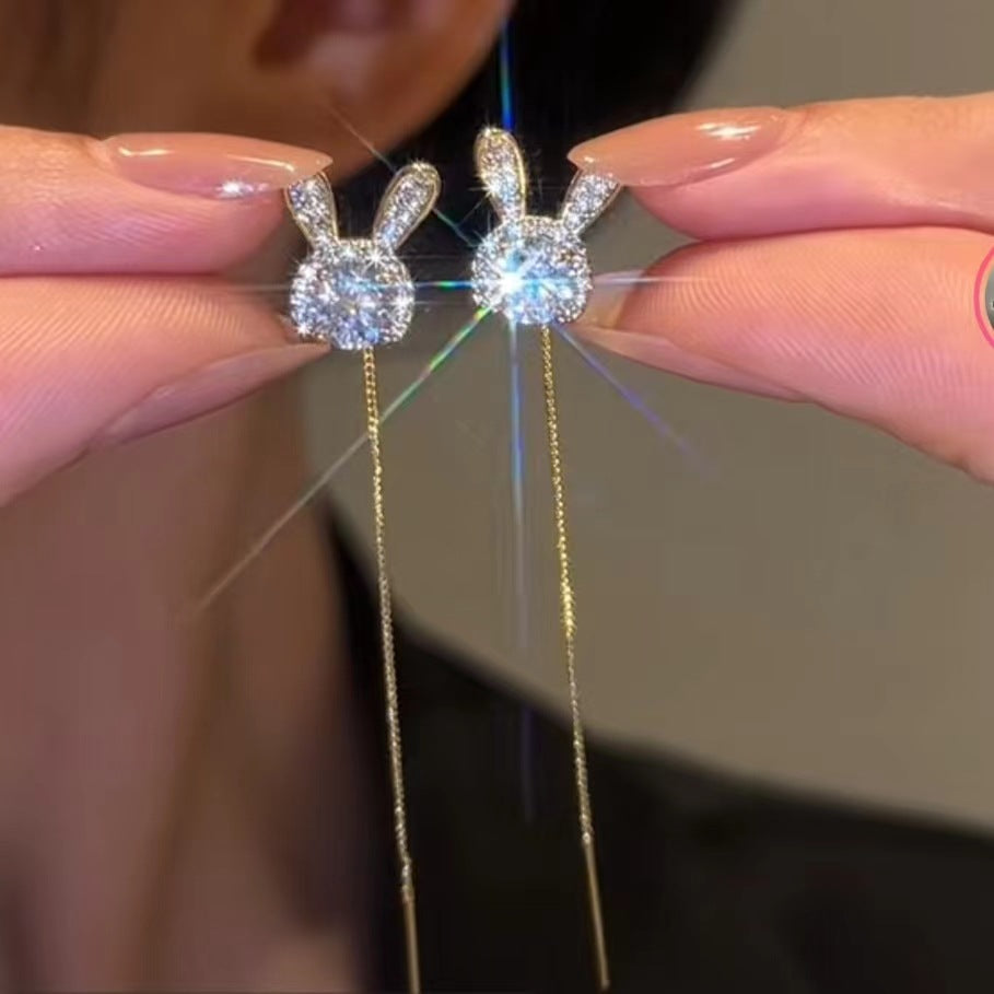Zirkon Anting Gantung Kelinci Lucu
