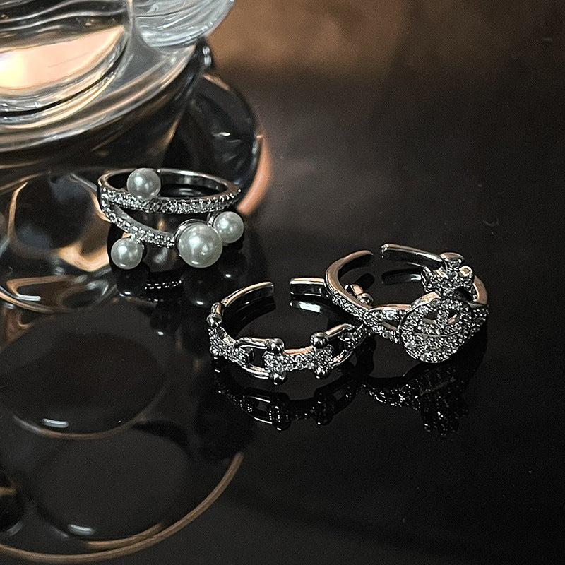 Geometric Diamond Open-End Zircon Ring CN0007