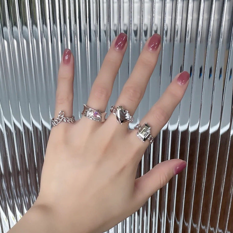 Irregular Zircon Heart-Shaped Open Ring CN0006