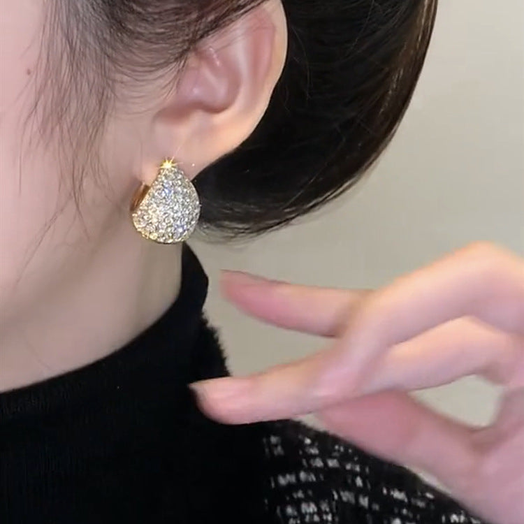 Diamond Water Drop Earrings Ear Clip Geometric Earrings