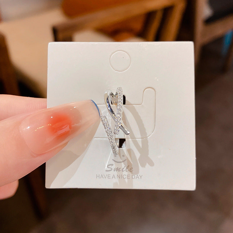 Heart-Shaped Zircon Geometric Open Ring Cn0046